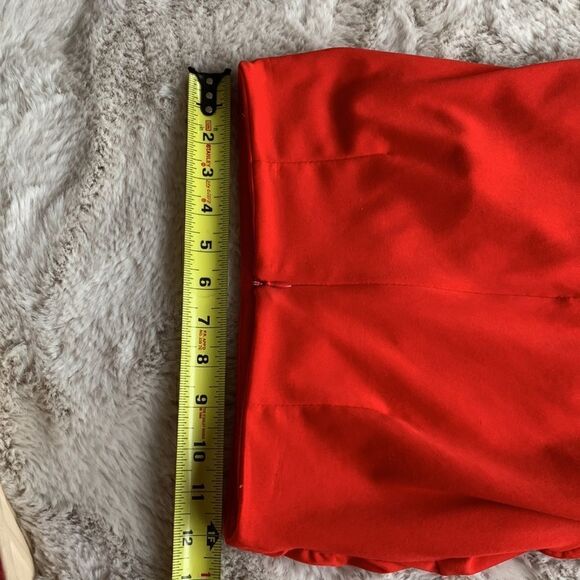 Red Ruffled Skirt Ruched Layered Stretch Bodycon Mini Size Small - Picture 6 of 6